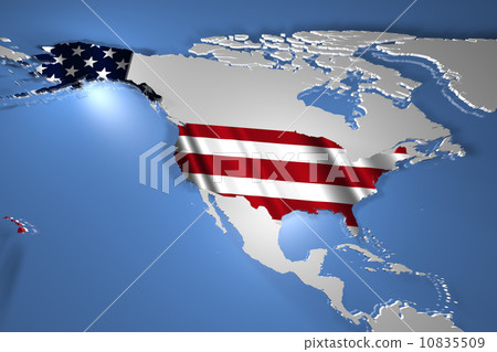 USA on Earth Map with Flag Design  10835509