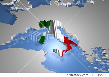 Italy on Earth Map with Flag Design Italy on Earth Map with Flag Design 10835536