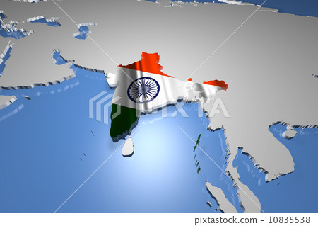 India on Earth Map with Flag Design 10835538