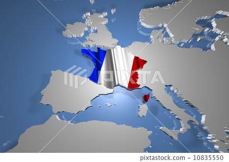 France on Earth Map with Flag Design 10835550