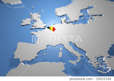 Belgium on Earth Map with Flag Design Belgium on Earth Map with Flag Design 10835586