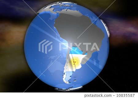 Argentina on Earth Map with Flag Design Argentina on Earth Map with Flag Design 10835587
