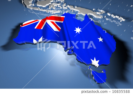 Australia on Earth Map with Flag Design 10835588