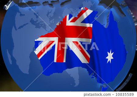 Australia on Earth Map with Flag Design 10835589