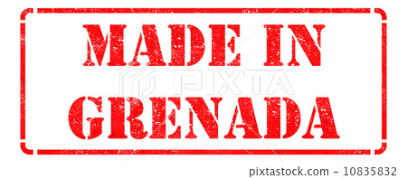 Made in Grenada - inscription on Red Rubber Stamp. 10835832
