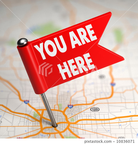 You Are Here - Small Flag on a Map Background. You Are Here - Small Flag on a Map Background. 10836071