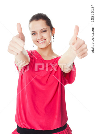 Young woman showing thumbs up Young woman showing thumbs up 10836184