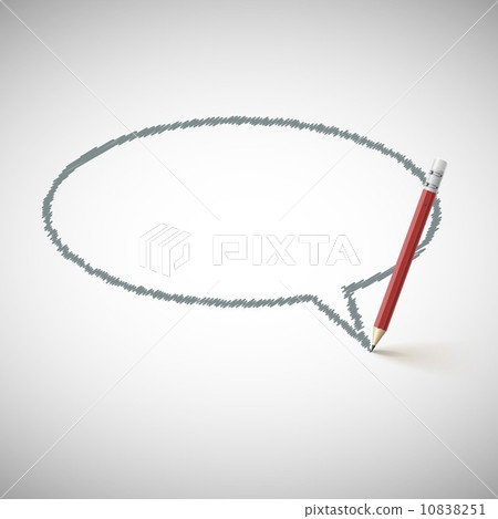 Hand drawn speech bubble with pencil Hand drawn speech bubble with pencil 10838251