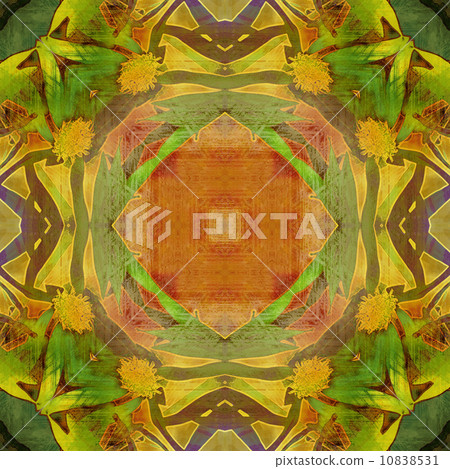 art nouveau ornamental vintage pattern in green, yellow, orange 10838531