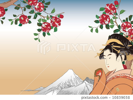 Utamaro beautiful painting and image illustration of Hiroshige Ueno Shitakuda Tsubaki 10839038