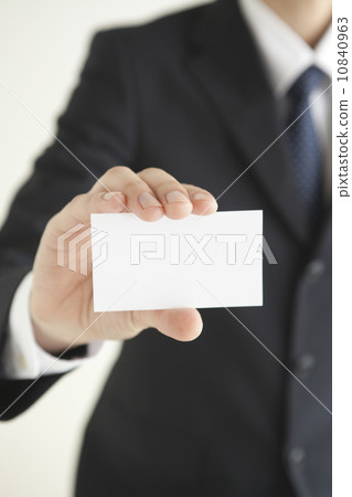 Handy businessman with business card 10840963