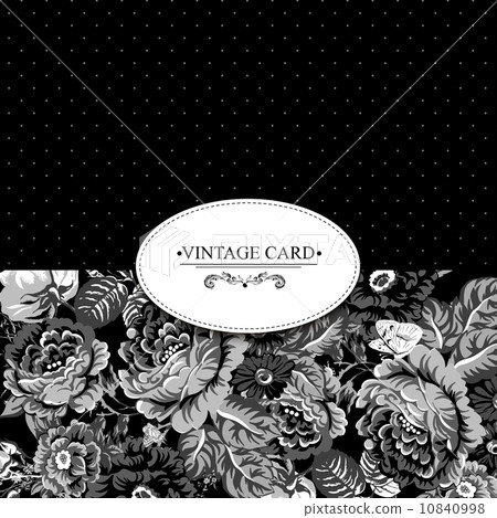 Monochrome Vintage Floral Card with Roses Monochrome Vintage Floral Card with Roses 10840998