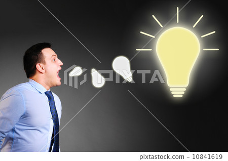 businessman is screaming bulbs 10841619