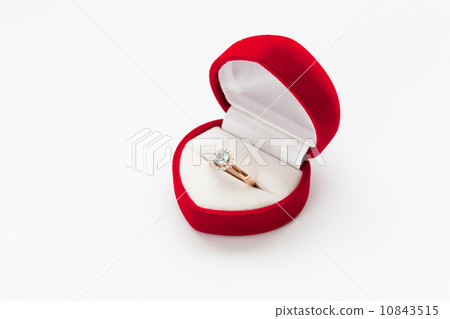 Gold ring with diamond in Red box 10843515
