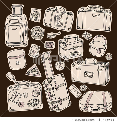 Vintage suitcases set. Travel Vector illustration. 10843654