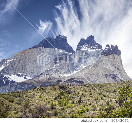 Incredible rock formation of Los Cuernos in Chile. Incredible rock formation of Los Cuernos in Chile. 10843671