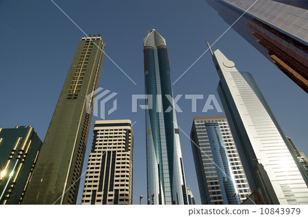 Modern skyscrapers, Sheikh zayed road, Dubai Modern skyscrapers, Sheikh zayed road, Dubai 10843979