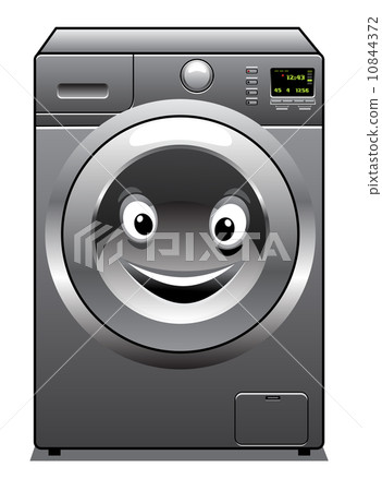 Cute silver washing machine with a happy face Cute silver washing machine with a happy face 10844372