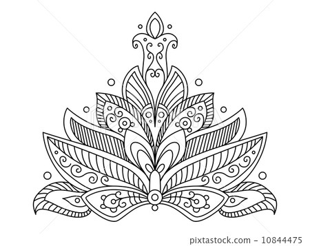 Ornate dainty persian paisley floral motif 10844475