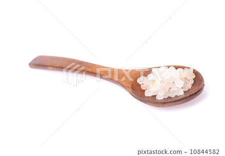 Pink Salt in Wooden Spoon Isolated on White Background Pink Salt in Wooden Spoon Isolated on White Background 10844582