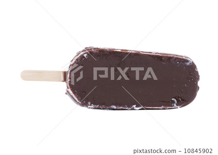 One chocolate vanilla ice cream on stick. 10845902
