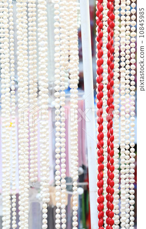 Many beads of pearls and corals. Close-up. Many beads of pearls and corals. Close-up. 10845985