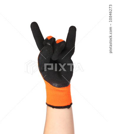 Gloved hand giving the Rock and Roll sign Gloved hand giving the Rock and Roll sign 10846273