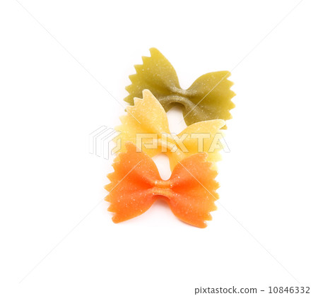Close-up pasta farfalle three colors 10846332