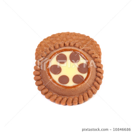 Brown chocolate biscuits with cream filling. 10846686