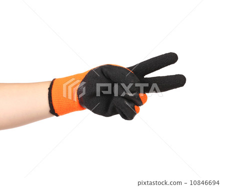 Rubber protective glove shows two. 10846694