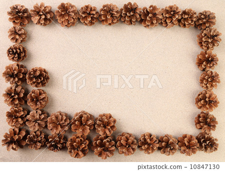 Pine cones arranged on the sand. Pine cones arranged on the sand. 10847130