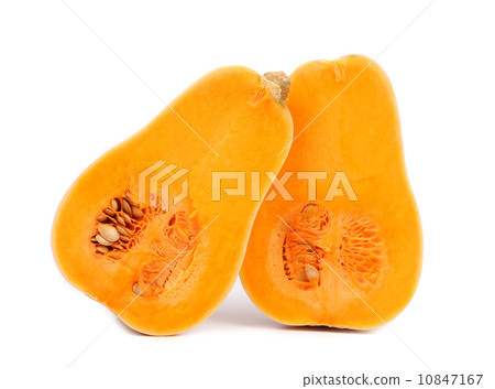 Two half of fresh pumpkin. Two half of fresh pumpkin. 10847167