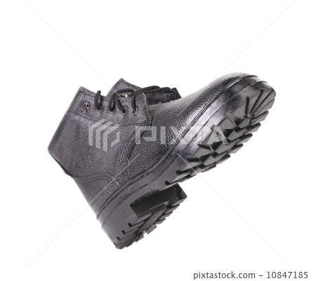 Black leather boots. 10847185