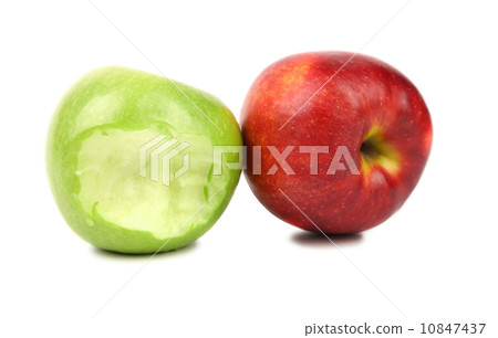 Apples. Green bitten and red. 10847437