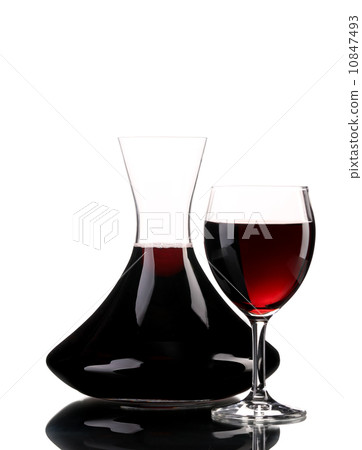 Decanter and glass of wine. 10847493
