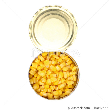 Opened cans of corn. 10847536