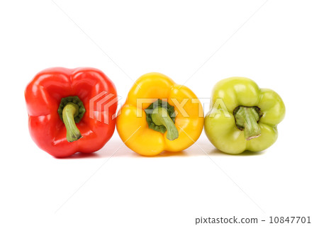 Three colored peppers. 10847701