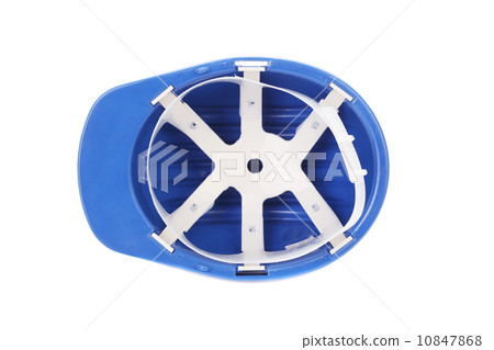 Upside down view of blue hard hat. Upside down view of blue hard hat. 10847868