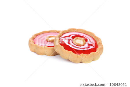 Two strawberry biscuits. 10848051