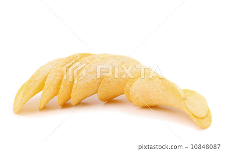 Row of potato chips. Row of potato chips. 10848087