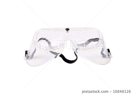 Clear protective glasses with black strap. 10848126