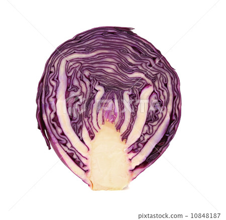 Slice of violet cultivated cabbage. 10848187