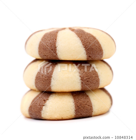 Stack of chocolate cloves biscuits. 10848314