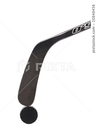 Black ice hockey stick and puck. Black ice hockey stick and puck. 10848456