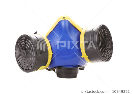 Closeup of blue gas mask. 10849291