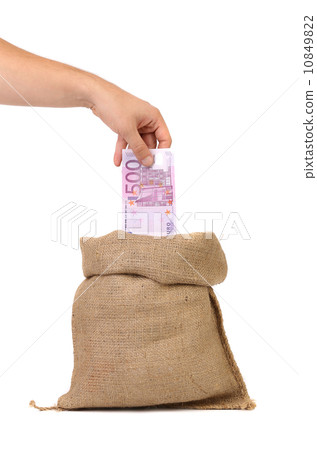 Open bag with 500 euros 10849822