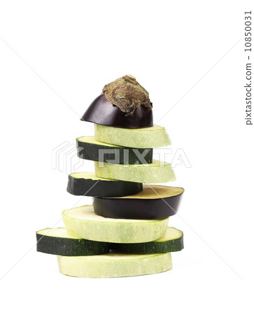 Stack of slices vegetable marrow and eggplant. Stack of slices vegetable marrow and eggplant. 10850031