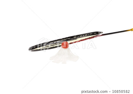 Racket and birdie of badminton. 10850582