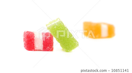 Three different fruit-paste candies. 10851141