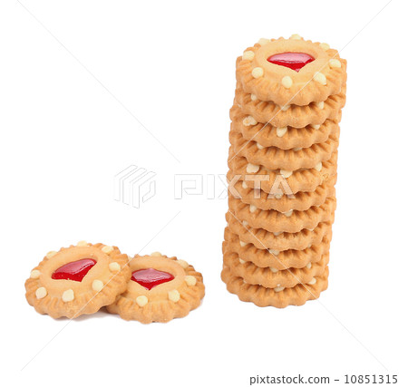 Stack of heart biscuits. close up. 10851315
